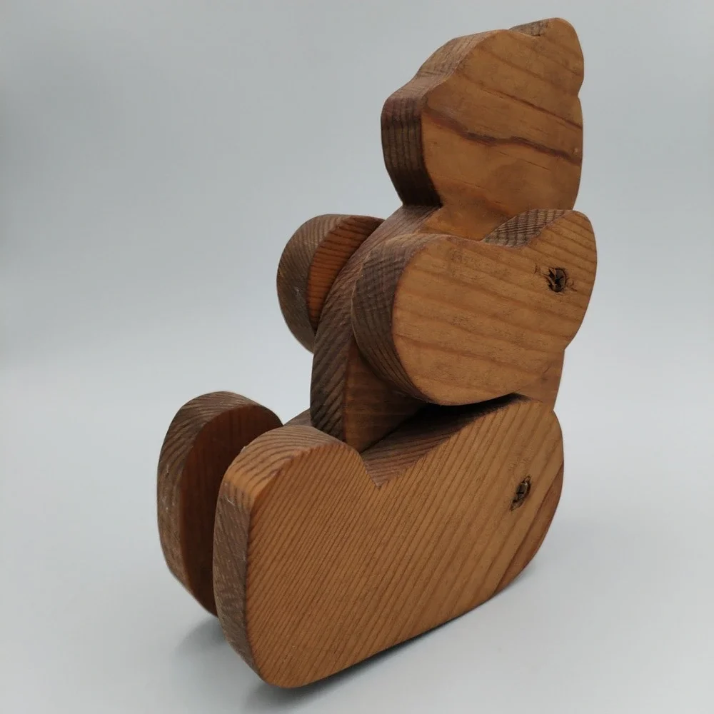 Vintage Jointed Wooden‎ Teddy Bear Folk Art Articulated Moveable Limbs 10